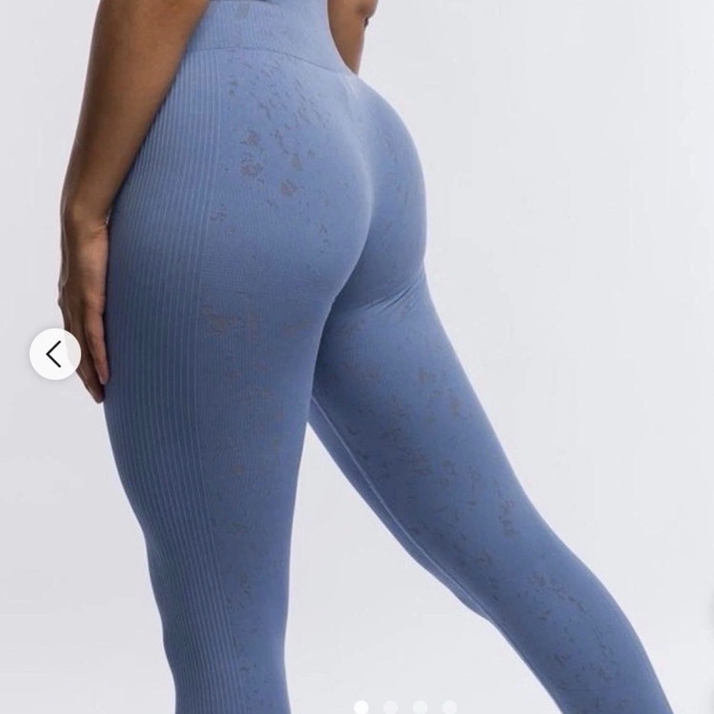 ECHT Leggings Women's Small Blue Print Active Ribbed Athletic Active Wear